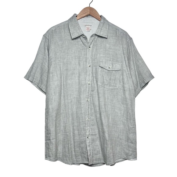 Carbon2Cobalt | Men | Heather Gray Cotton Flannel SS Button Up Shirt | Large - Picture 1 of 10